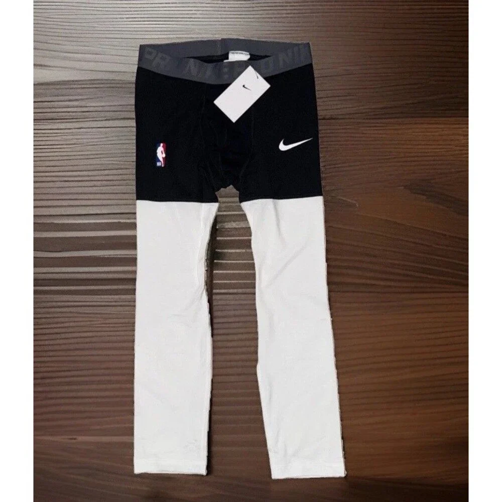 Nike Pro NBA Player Issued 3/4 Compression Tights Black/White AT9764-011 Mens XL